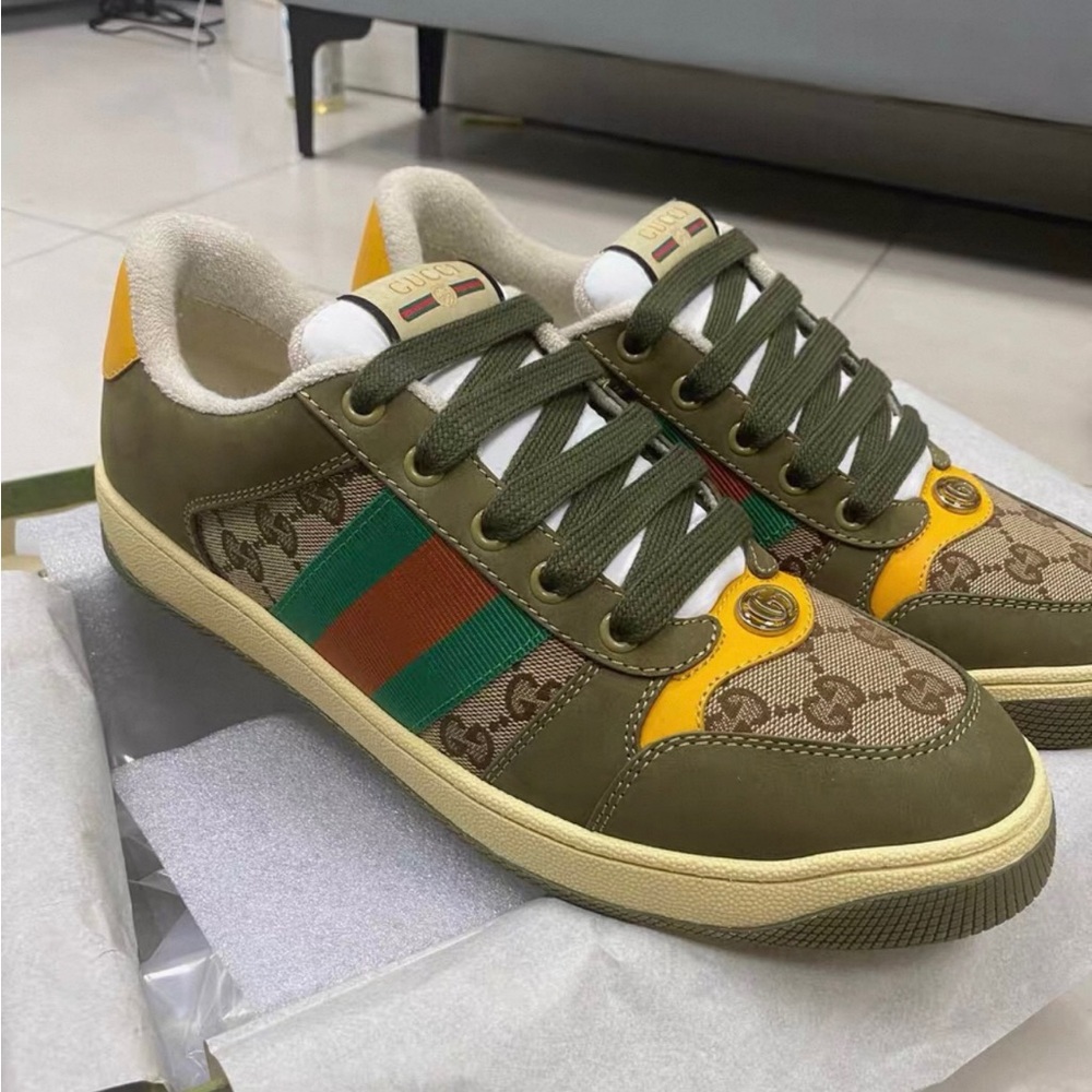 Gucci Olive and Mustard Sneakers - Picture 2 of 8
